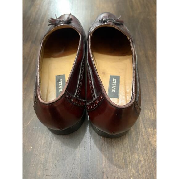 BALLY Shoes Men\'s 9.5 D Oxblood Leather David Tassel Brogue Slip On Loafer EUC main image 5